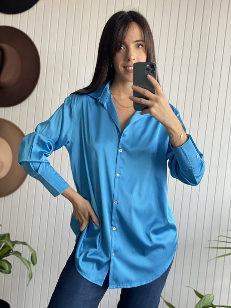 CAMISA SATENITA TURQ