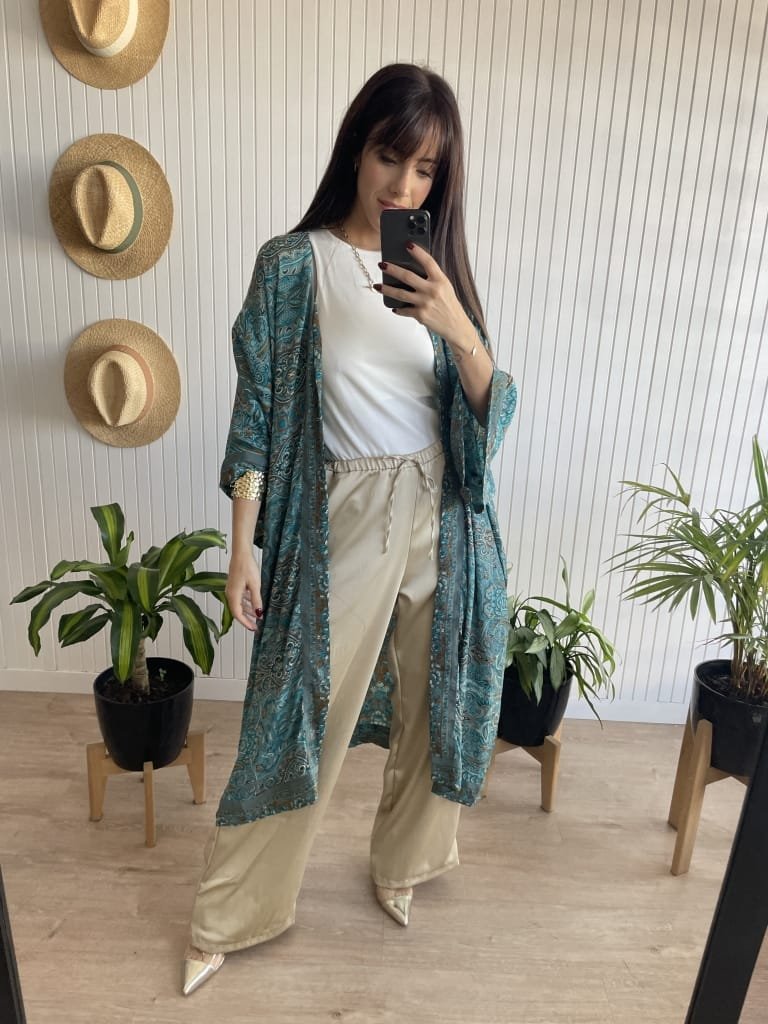 KIMONO DE SEDA VERDE