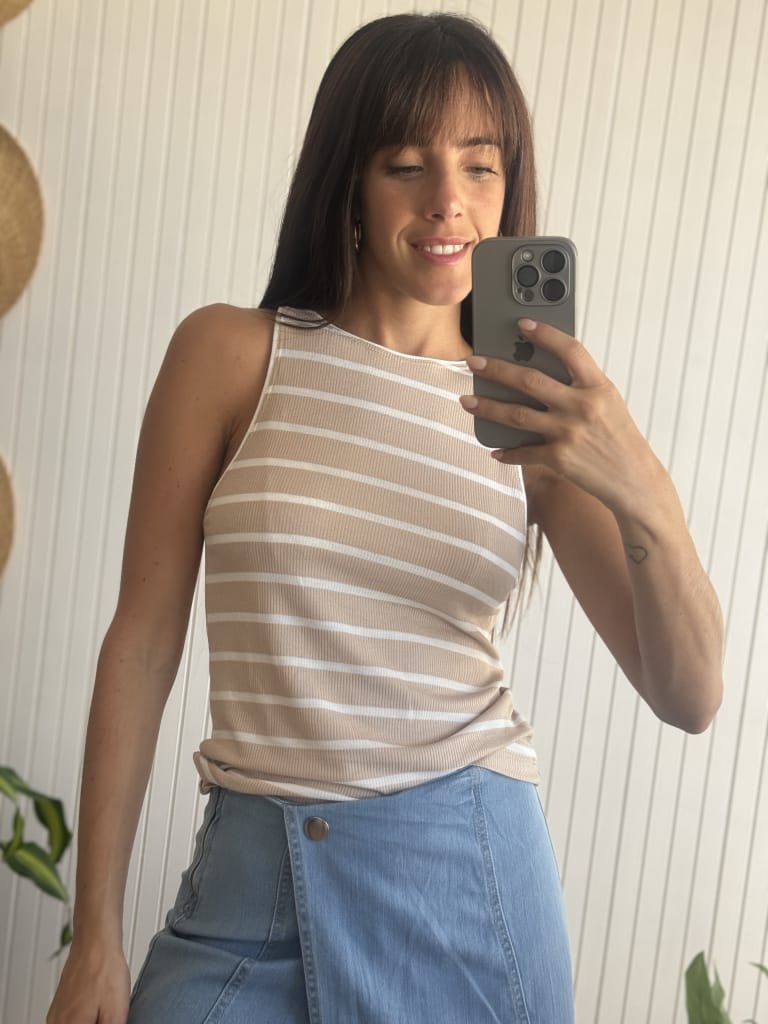 MUSCULOSA RAYADA BEIGE MORLEY