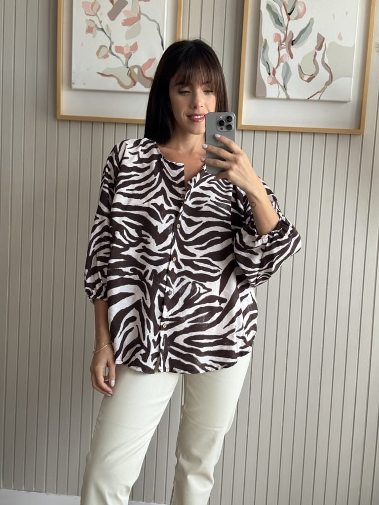 BLUSA NET ACEBRADA CHOCO - Image 2