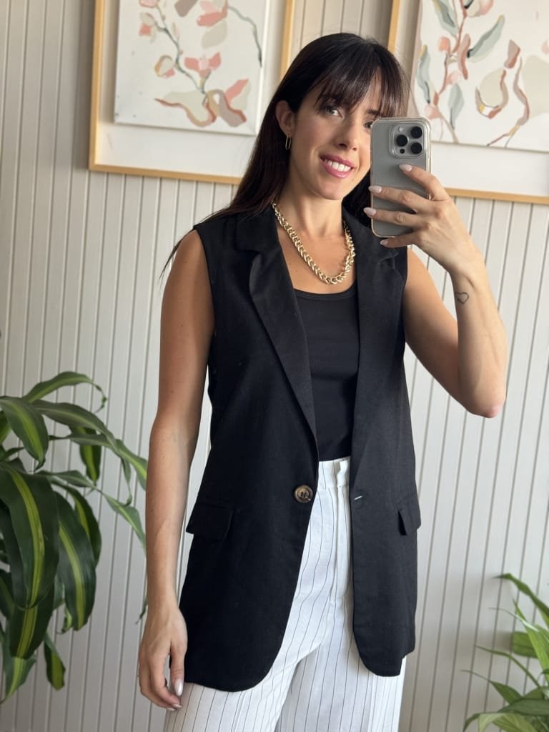 CHALECO SASTRERO LINO NEGRO