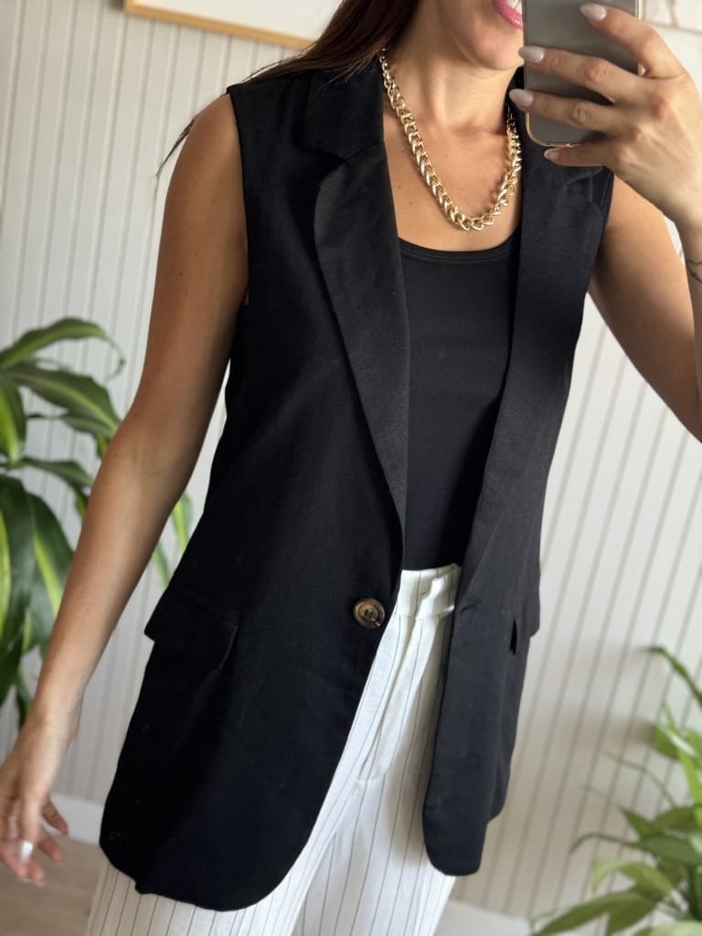 CHALECO SASTRERO LINO NEGRO - Image 3