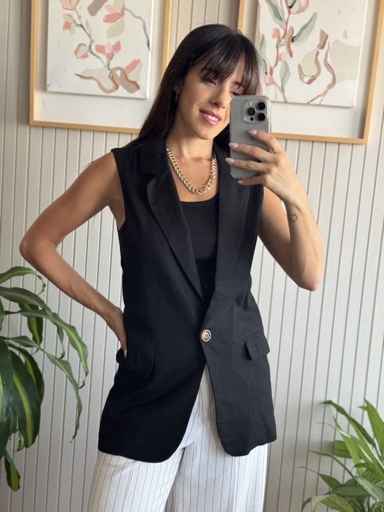 CHALECO SASTRERO LINO NEGRO - Image 2