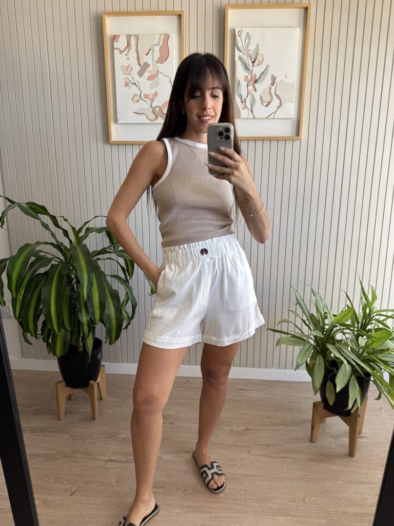 SHORT HARLEM LINO LISO BLANCO - Image 3