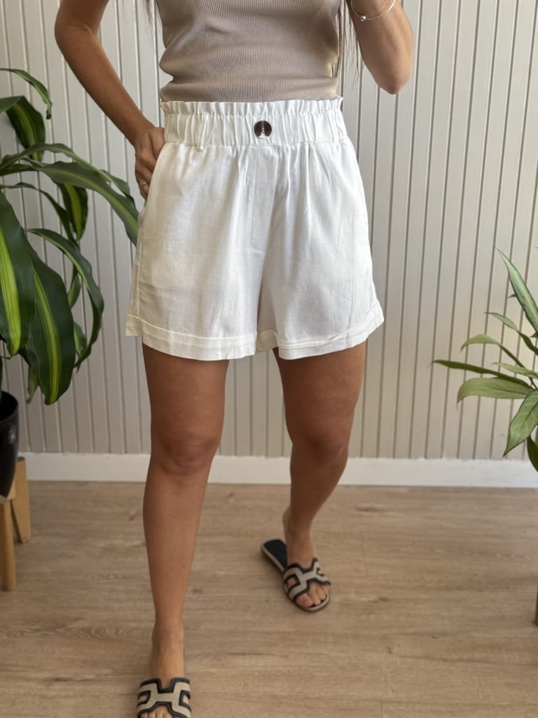 SHORT HARLEM LINO LISO BLANCO