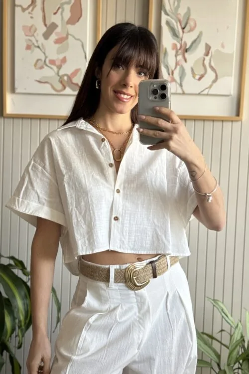 CAMISA CROP ALGODON BLANCO