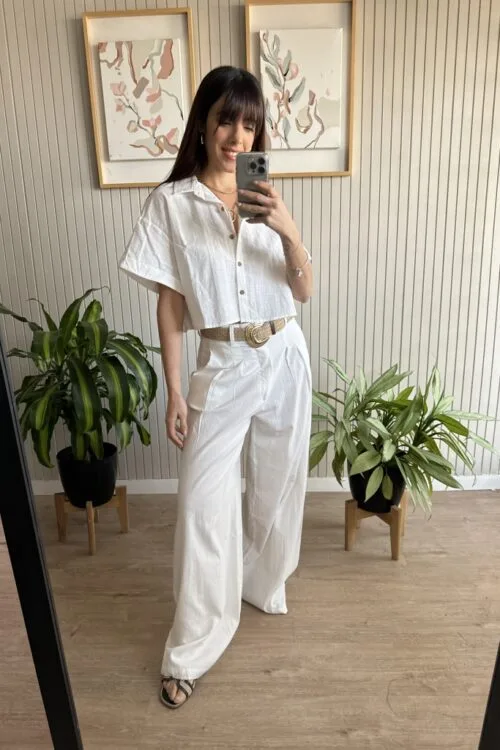 Alternative view of CAMISA CROP ALGODON BLANCO