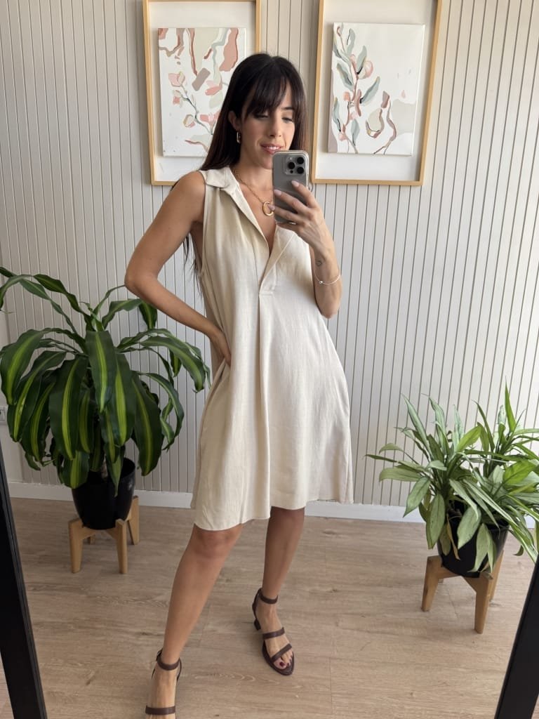 VESTIDO CLARIS BEIGE CORTO - Image 3