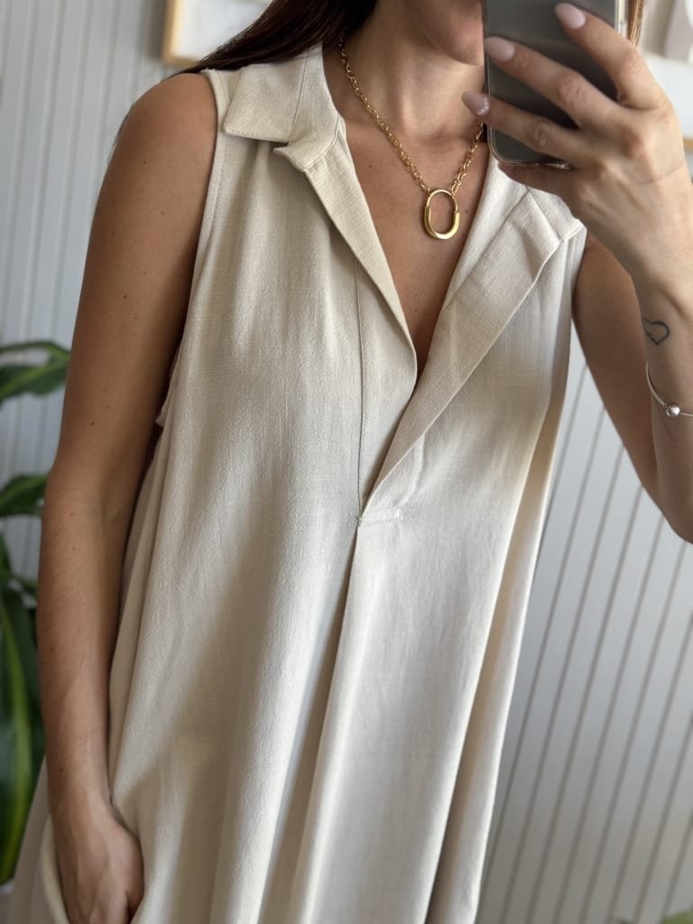 VESTIDO CLARIS BEIGE CORTO - Image 4