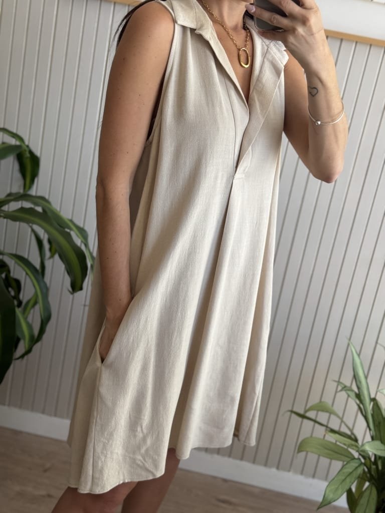 VESTIDO CLARIS BEIGE CORTO - Image 5