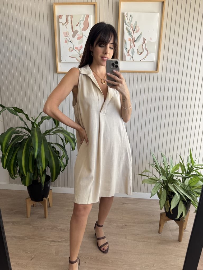 VESTIDO CLARIS BEIGE CORTO - Image 2