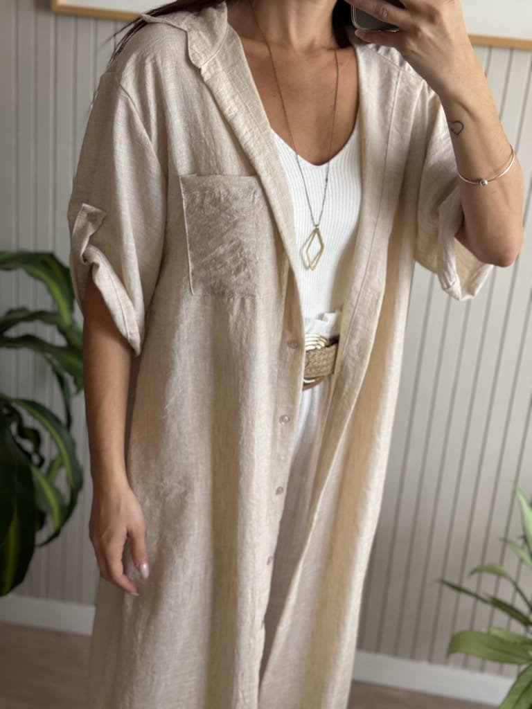 VESTIDO CAMISERO BEIGE - Image 3