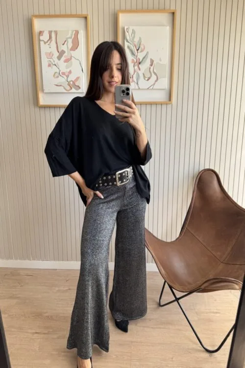 Alternative view of PANTALON LUREX PLATA