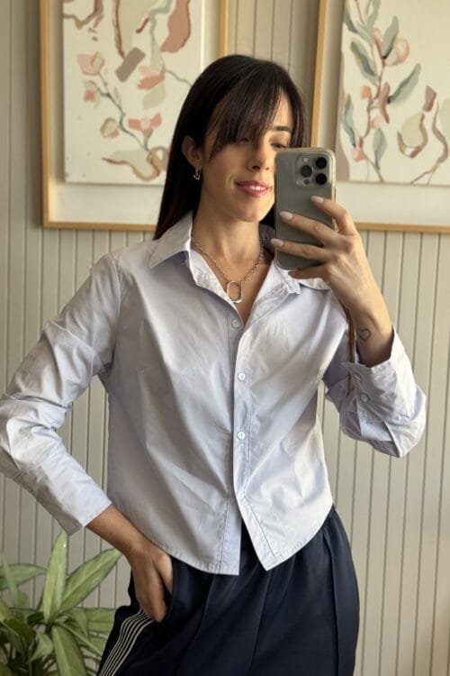 CAMISA CROP GALAIA CELESTE