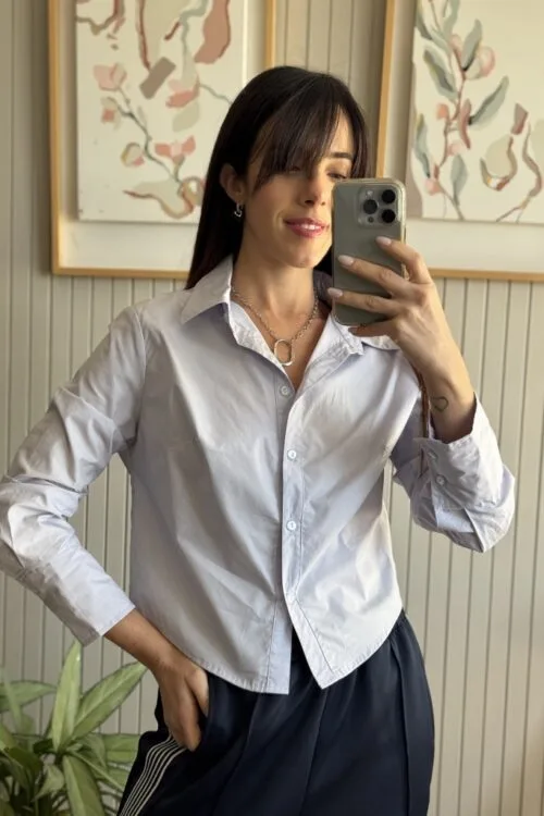 CAMISA CROP GALAIA CELESTE