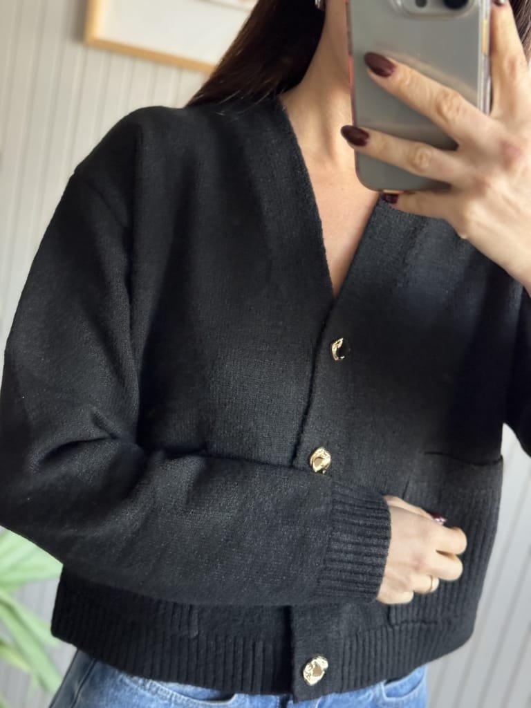 CARDIGAN DAMERO NEGRO - Image 2