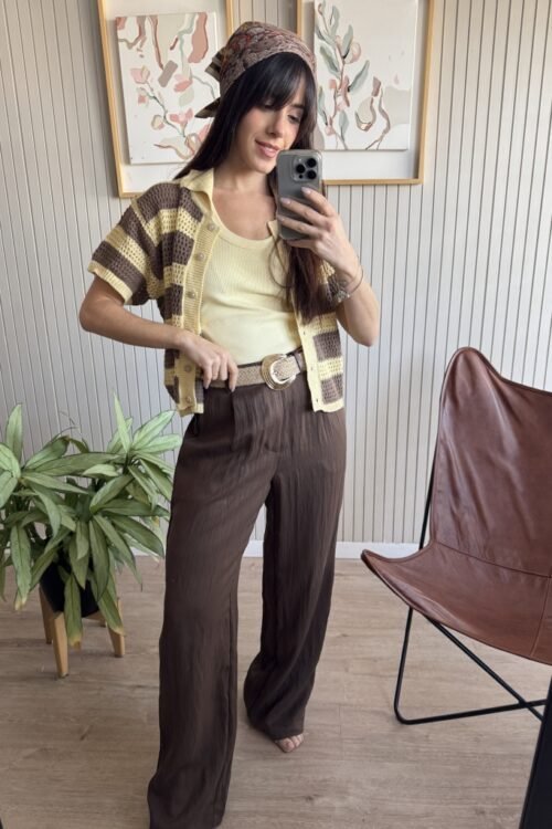 Alternative view of PANTALON LECA CHOCO