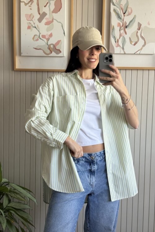 CAMISA OVER RAYADA AMARELLA