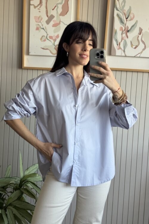 Alternative view of CAMISA BASICA CELESTE