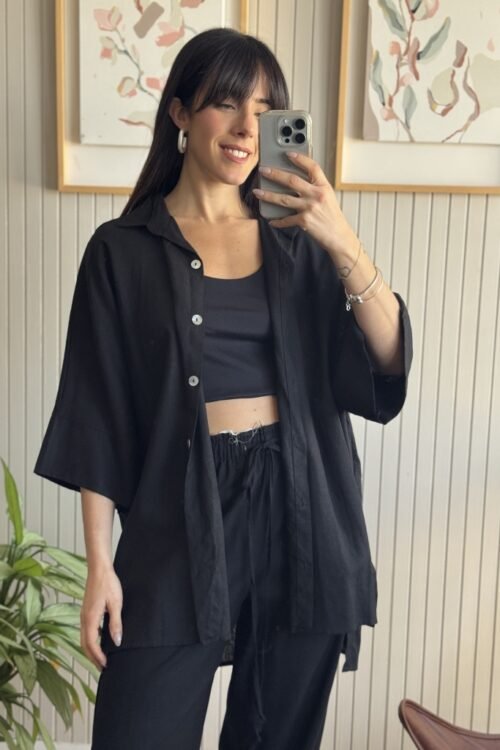 CAMISA POSSE LINO NEGRA
