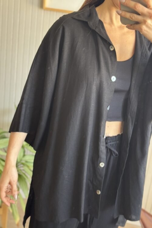 Alternative view of CAMISA POSSE LINO NEGRA