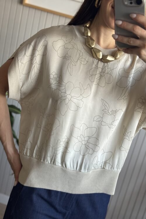 Alternative view of BLUSA RAMAS BEIGE