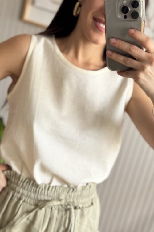 Alternative view of BLUSA BASIC LINEN OFF WHITE