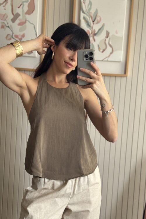 TOP HOLTER CREPE VERDE