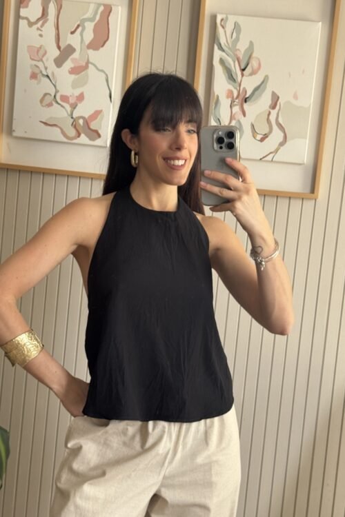 TOP HOLTER CREPE NEGRO