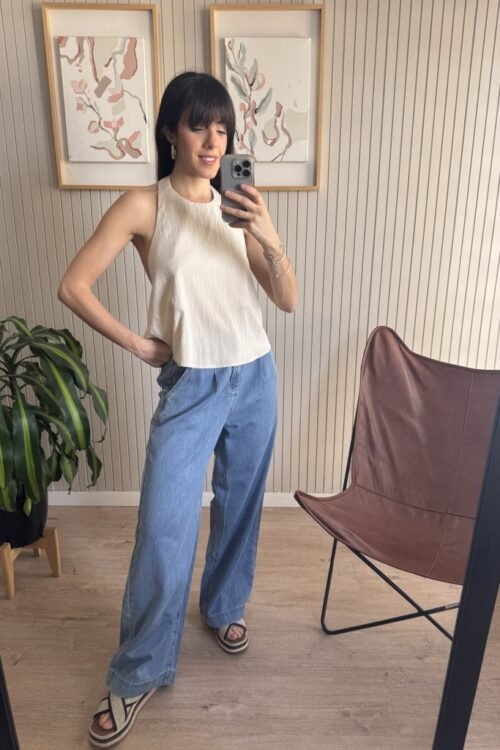 Alternative view of TOP HOLTER CREPE BEIGE