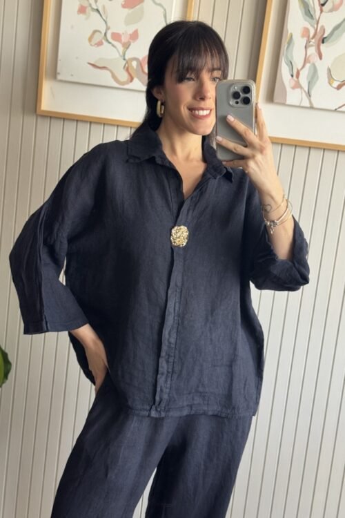 BLUSA BROER BLUE 100% LINO