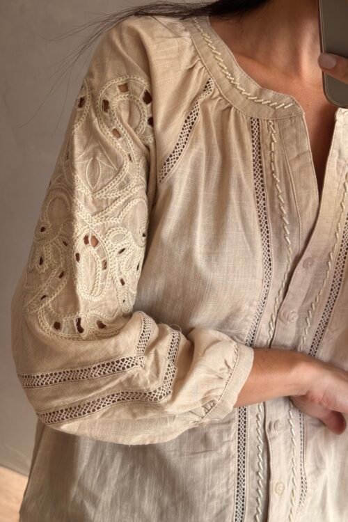 Alternative view of CAMISA REMANS BEIGE