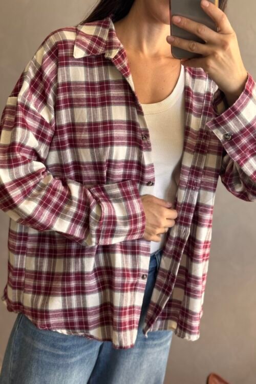 Alternative view of CAMISA TARTAN CHERRY