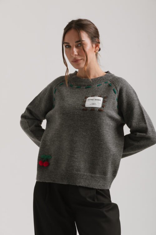 SWEATER CHERRY GRIS