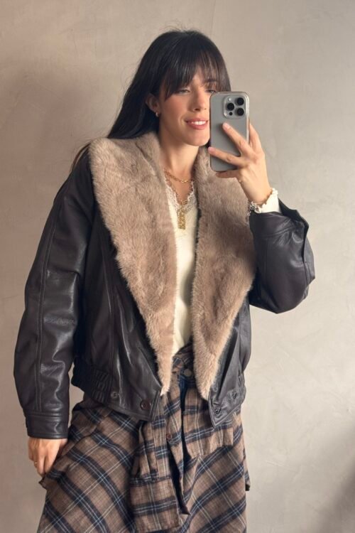 CAMPERA BOMBER PIEL CHOCO