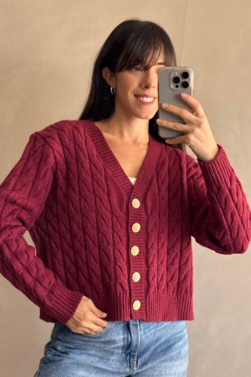 CARDIGAN CRISPA BORDO