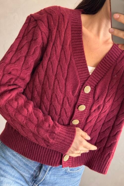 Alternative view of CARDIGAN CRISPA BORDO