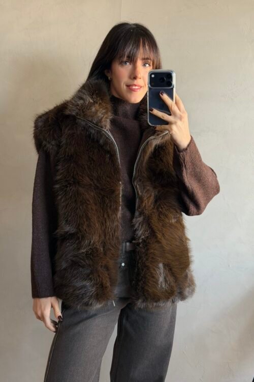 PONCHO FUR CHOCO