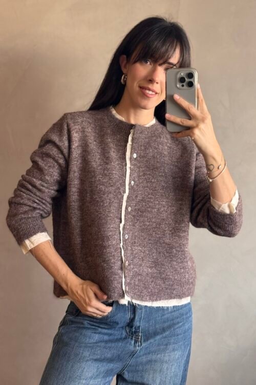 CARDIGAN DOUBLE BROWN