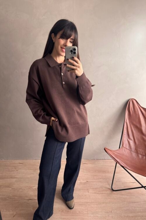 Alternative view of SWEATER POLO BROWN