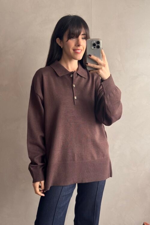SWEATER POLO BROWN