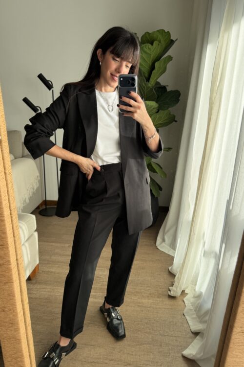 Alternative view of PANTALON CIGARETTE NEGRO