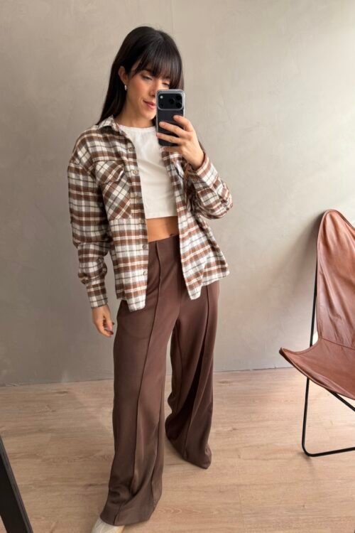 Alternative view of CAMISA TARTAN CAMEL