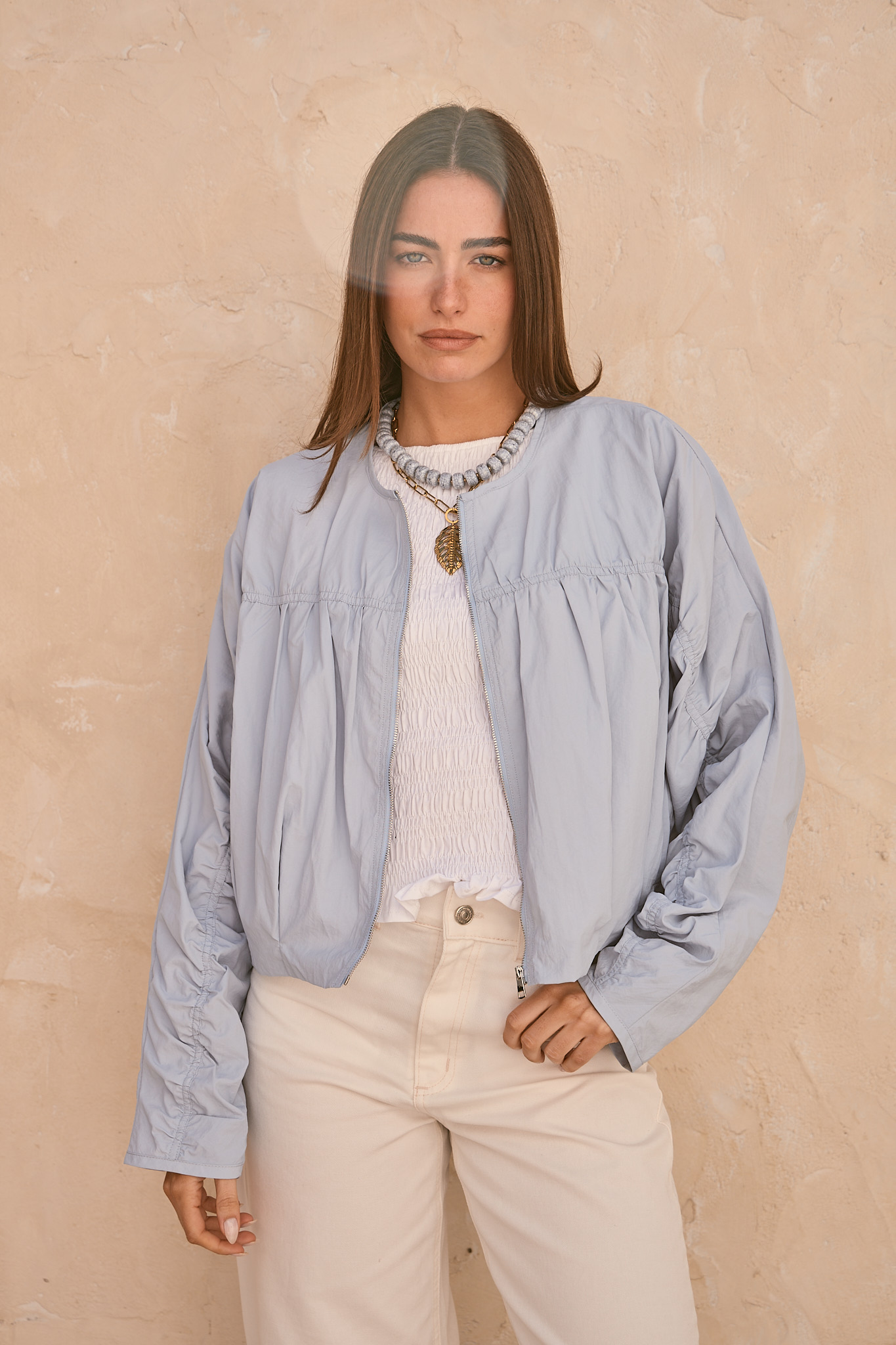 CAMPERA BOMBER CELESTE